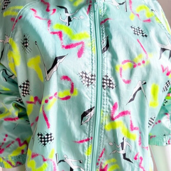 Vintage Puma Volleyball Print Turquoise Bright 2 Piece Warm up Track Suit 42/M - Picture 7 of 16